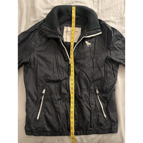 Y2K Abercrombie A&F Windbreaker Dun Brook Jacket Nylon High Collar Navy Blue XL - Picture 13 of 14